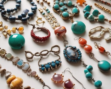 Colección de joyería artesanal hecha a mano con piedras naturales mexicanas, collares tejidos 