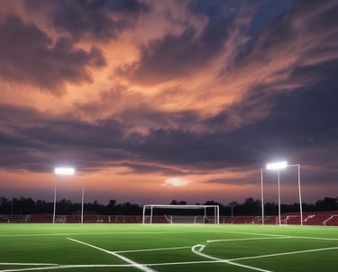 Photo of modern street and industrial lighting fixtures installed in an urban environment.