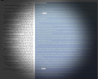  بهدف منع نشر الحقائق زينب عبد الكريم تنتقل لسكن مع ضابط شرطة نرويجي الهدف الحاق الضرر بالشاهد واعداد وثائق قانونية ضارة 