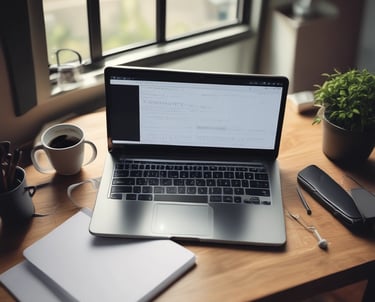 Illustration of a person comfortably working on a laptop at home promoting property ebooks.