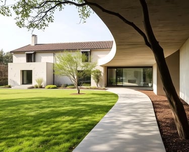 Chemin béton aménagement extérieur