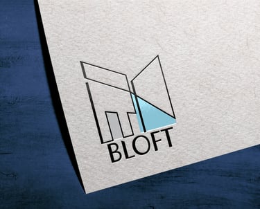 Bloft architectural logo featuring geometric lines and blue Brand Identity & Strategy