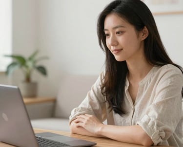 A cozy home setting with a laptop open to a video call, symbolizing online therapy sessions.