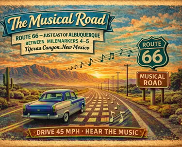 musical road on route 66 postcard