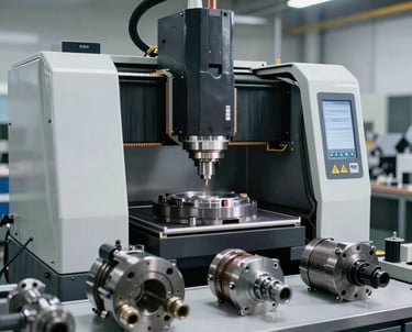 Close-up of various industrial connectors including d-sub, m12, and m8 types arranged neatly on a light blue background.