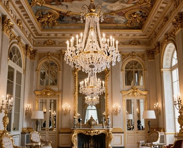Detalhes de um quarto de hotel luxuoso em Londres.