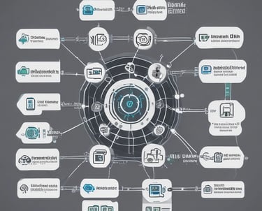 A sleek futuristic interface displaying real-time cybersecurity threat analytics across cloud and network systems.