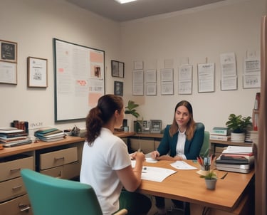 A creative workspace with a laptop showing digital marketing analytics on screen.