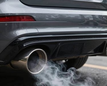 A mechanic working under the hood of a car in a well-equipped garage.