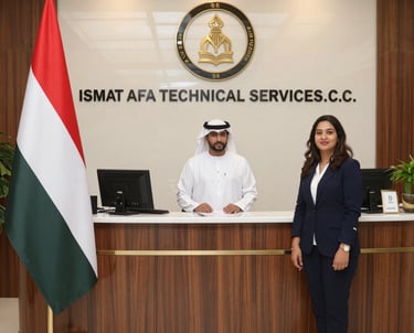 Professional technician inspecting air-conditioning unit in a modern Dubai office.