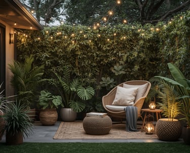 back yard seating small oasis