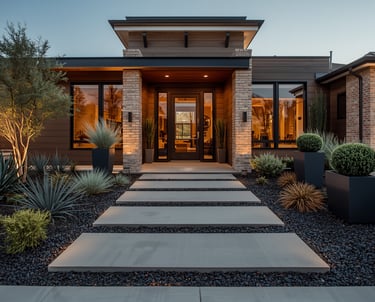 modern xeriscape front yard landscaping