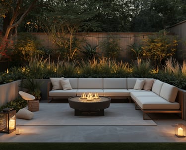warm inviting outdoor living space with fire pit