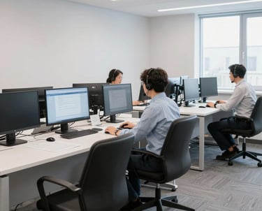 Modern office space with employees enjoying fresh filtered water from a sleek Aquaria dispenser.