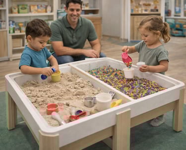 Sensory bins at a toddler play cafe