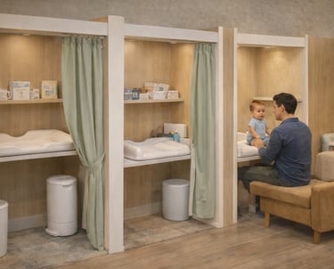 Dedicated diaper changing stations at a toddler play cafe