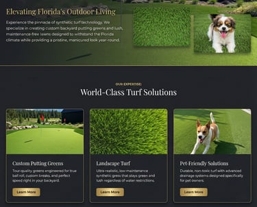 Artificial turf installation for pets in South Florida, backyard putting greens