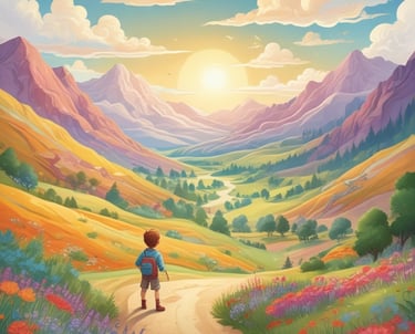 Bright, playful artwork showing a child exploring a jungle with friendly animals.