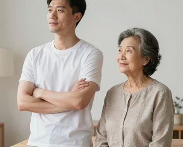 man standing near white wall