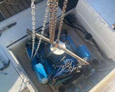 Mobile boat mechanic performing engine diagnostics on a pontoon boat in Niagara Falls.