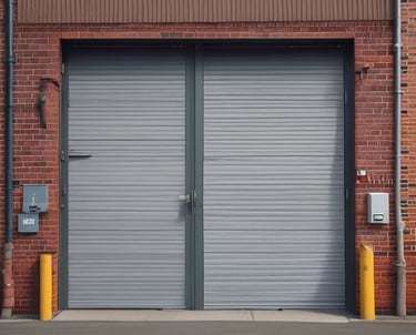 A busy warehouse scene showing forklifts moving pallets, lorries unloading goods, and sales agents assisting clients at desks.