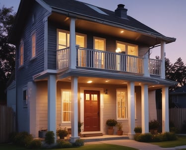 A sleek, modern office space with gold, black, and gray accents reflecting professionalism and trust.