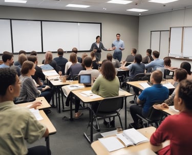 A sleek, modern office space with gold, black, and gray accents reflecting professionalism and trust.