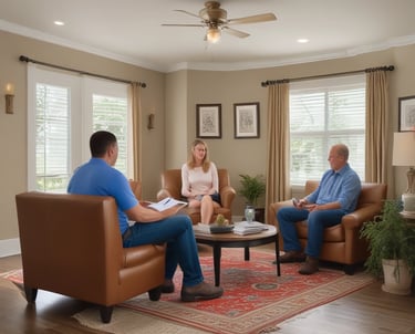 A professional conducting a detailed residential security assessment outside a contemporary home.