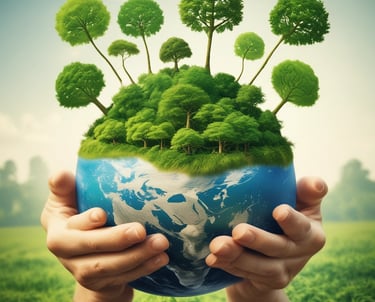 A lively outdoor playground for children with colorful swings and slides surrounded by greenery.