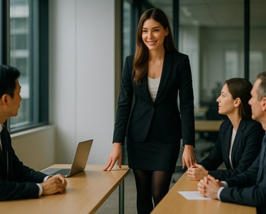 A sourcing team having a meeting