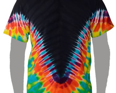 Rainbow Vee Black Tie-dye T-shirt