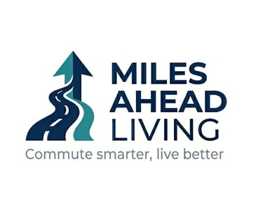 Miles Ahead Living logo with a winding road arrow and the slogan Commute smarter, live better.