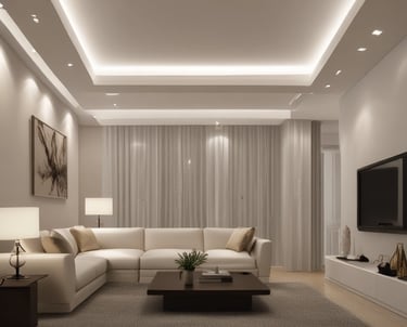 Electricians working at night fixing electrical wiring in a residential building