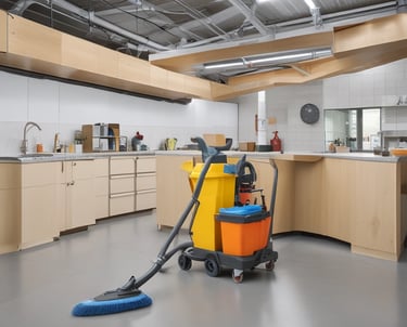 A welcoming workspace with tools and materials representing various services.