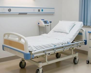 Ergonomic semi-fowler patient ward bed with reinforced CRCA frame.