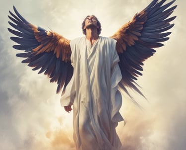 A serene person meditating at sunrise with shades of blue in the background.