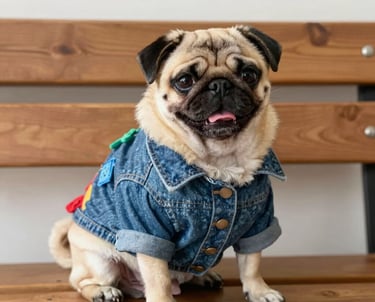 pug con chamarra de mezclilla