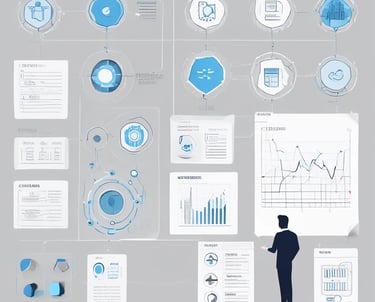 A futuristic workspace with AI assistant on screen managing emails.