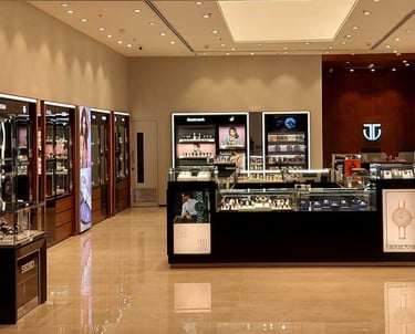 Luxury retail showroom interior with custom display furniture - Amuk Modular commercial projects Pun