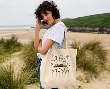 Fuctifano Shopper Tote Bag with Question Marks