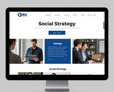 A cozy Scandinavian-style restaurant with warm lighting and a team discussing social media plans around a wooden table.