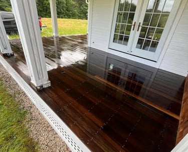 Professional pressure washing services in York, ME for decks, patios, and walkways after coastal bui