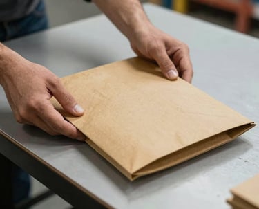 M-shaped paper bags for warehouse packing