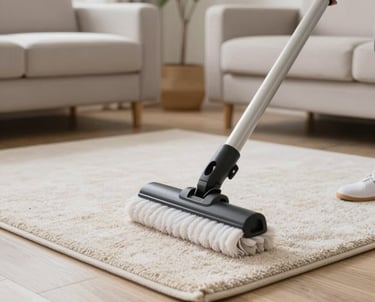 Interior shot showing a freshly cleaned, renovated room with a visible before-and-after contrast.