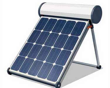 Solar water heating panels installed on a sunny rooftop with clear blue sky