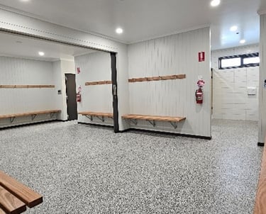 Inside new changeroom Korumburra