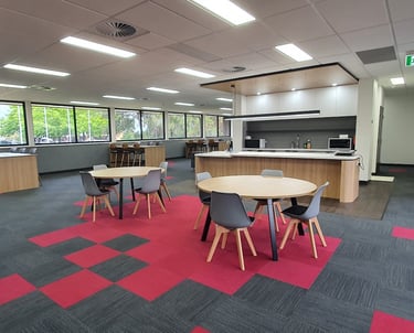 Open plan office fit out with kitchenette