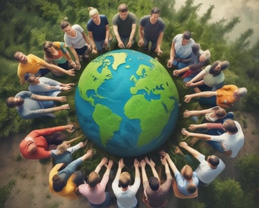 A modern lab with scientists working on eco-friendly product prototypes.