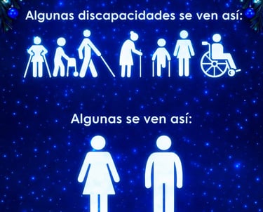 Imagen con pictogramas que muestran distintas discapacidades visibles, como personas mayores,
