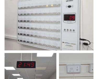 Equipos Yarward instalados para llamado de enfermeras, display de pasillo y terminal de pared